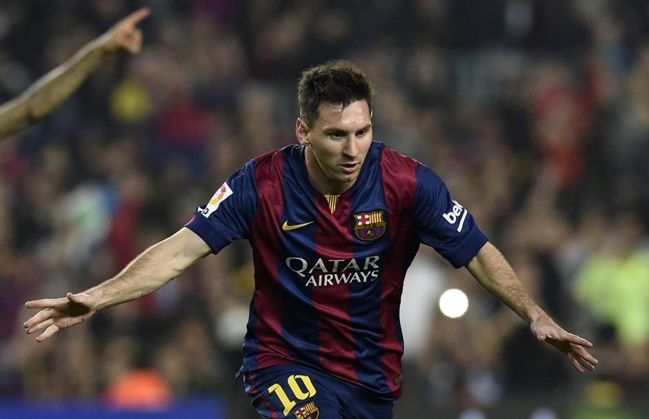 L&#39;esultanza di Messi. Afp